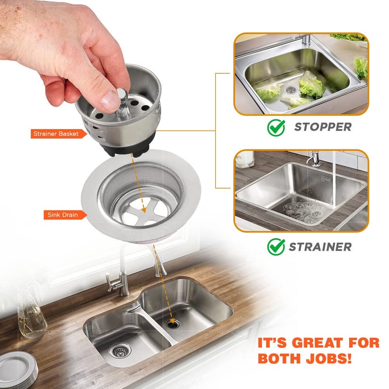 HIGHCRAFT 97733-2 Stainless Steel Junior Duo Strainer/Stopper (1.5 inch) Replacement Basket for Bar and Prep Sinks Drains pack of 2 - Image 5